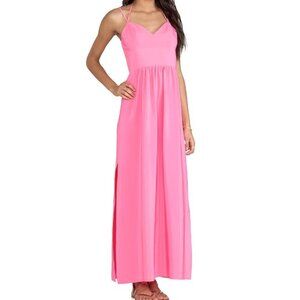 Amanda Uprichard Slit Gown Silk Maxi Revolve Hibiscus Pink Adjustable Size Small